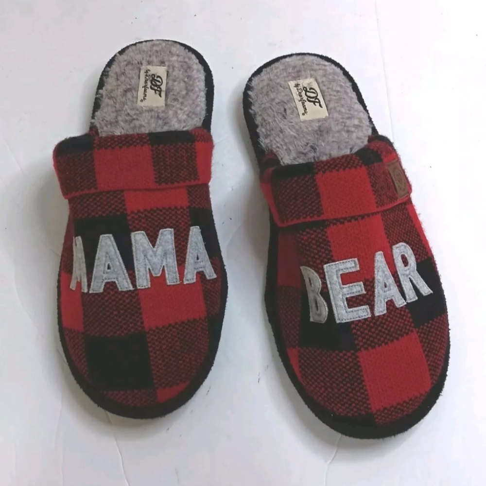 Mama Bear Women's Foam Slippers Plaid